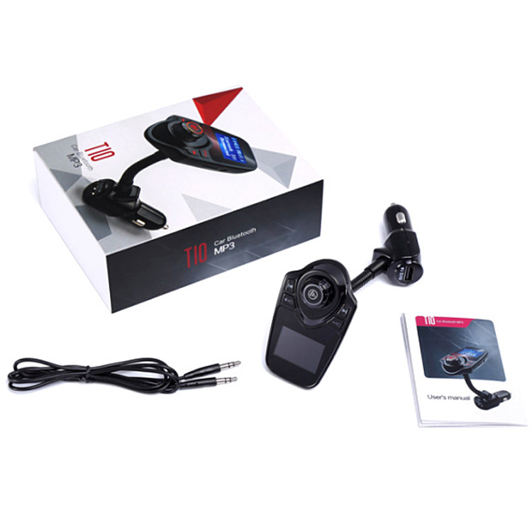 Automobilový MP3 Bluetooth prehrávač T10 s slotom na kartu a FM vysielačom, napájanie 12-24V