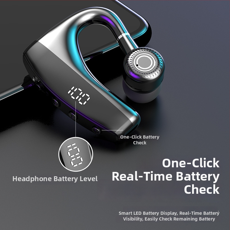 Bluetooth slúchadlo pre jedno ucho s digitálnym displejom, Bluetooth 5.0, dosah 10 m, batéria 4–8 h, upevnené na uchu, športové slúchadlo