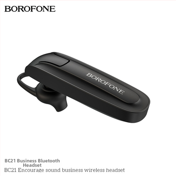 BOROFONE BC21 monaurálne Bluetooth slúchadlo do auta pre obchodné hovory s háčikom na ucho, dosah 10 m, Bluetooth 4.1, výdrž batérie 4–8 h, podpora hudby, nízka latencia pre esporty