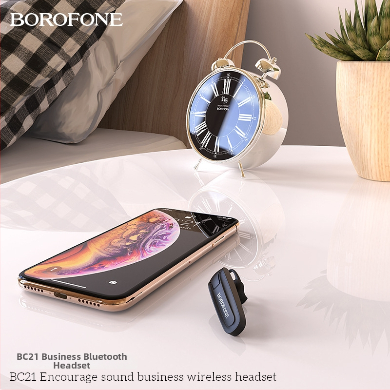 BOROFONE BC21 monaurálne Bluetooth slúchadlo do auta pre obchodné hovory s háčikom na ucho, dosah 10 m, Bluetooth 4.1, výdrž batérie 4–8 h, podpora hudby, nízka latencia pre esporty