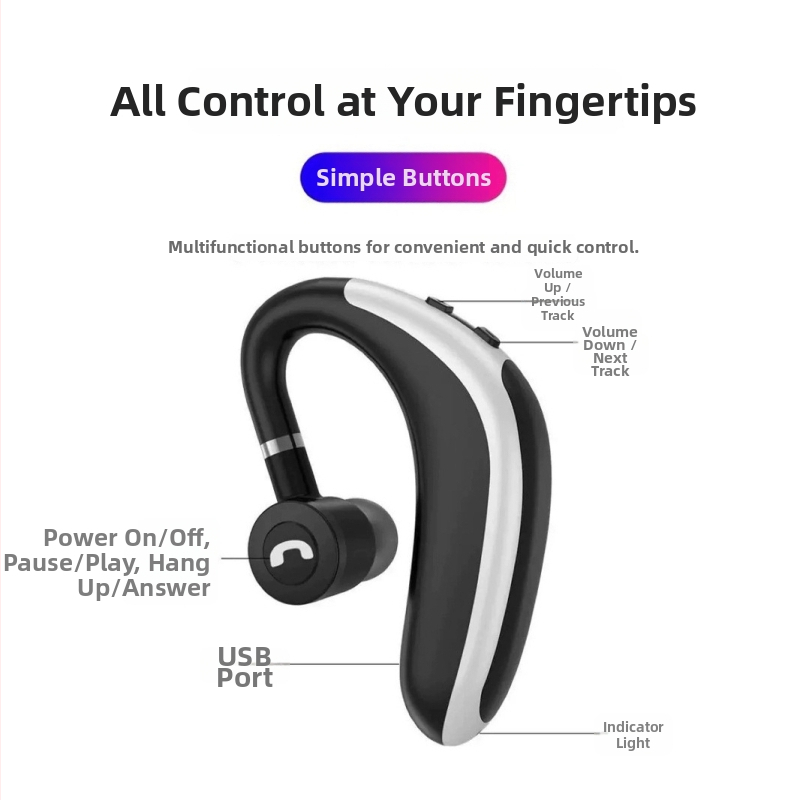 In-ear bezdrôtové Bluetooth slúchadlá, Bluetooth 5.4, dosah 10 m, vodeodolné, viac ako 8 hodín výdrže, športový štýl