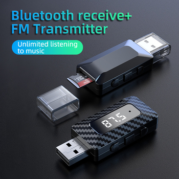 2-in-1 auto Bluetooth vastuvõtja ja FM-transmitter LED-indikaatoriga, sagedusvahemik 87.5-108.0 MHz, ulatus kuni 10 m, mudel W3