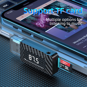 2-in-1 auto Bluetooth vastuvõtja ja FM-transmitter LED-indikaatoriga, sagedusvahemik 87.5-108.0 MHz, ulatus kuni 10 m, mudel W3