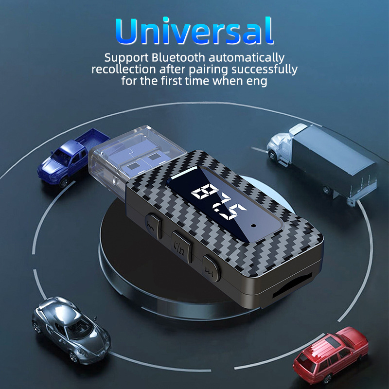 2-in-1 auto Bluetooth vastuvõtja ja FM-transmitter LED-indikaatoriga, sagedusvahemik 87.5-108.0 MHz, ulatus kuni 10 m, mudel W3