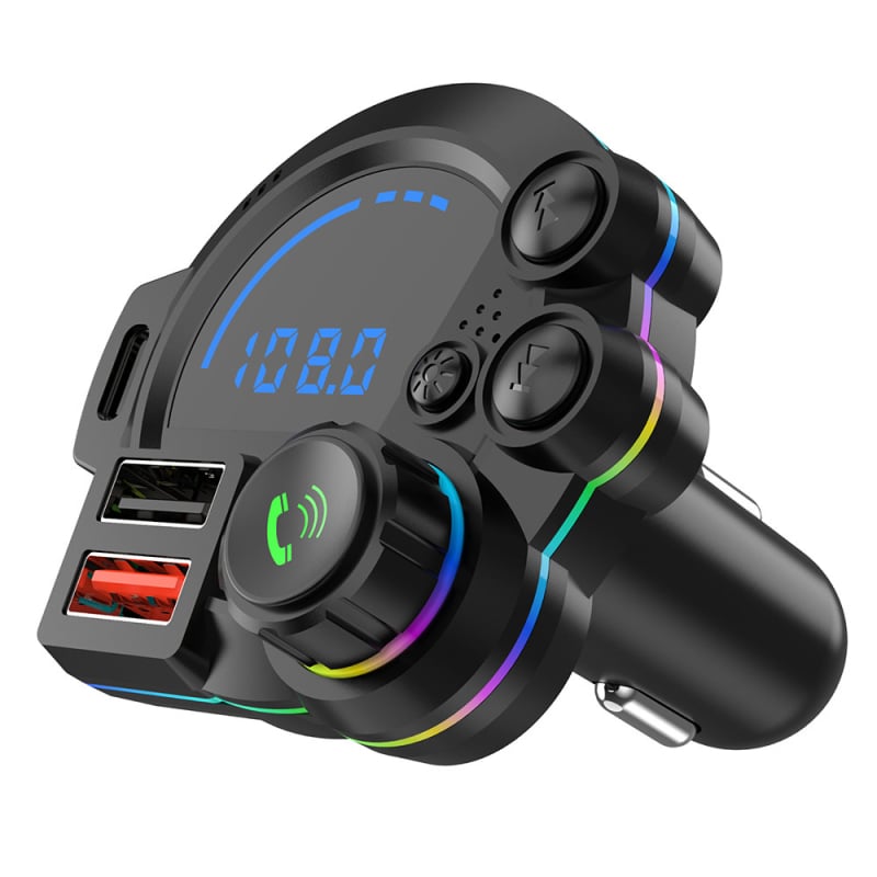 P22 автомобилен Bluetooth MP3 предавател с Hands-Free разговори, QC3.0 + PD20W двойно бързо зареждане, USB FM предавател, 12-24V