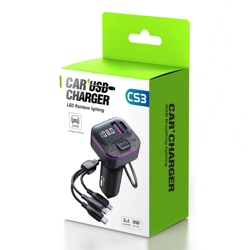 Player MP3 auto cu Bluetooth, convorbiri hands-free, transmitter FM, încărcare rapidă 66W, interfață USB