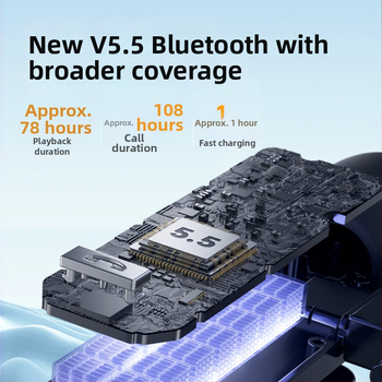 M1 Bluetooth klipsový headset s bezdrôtovým mikrofónom pre Android, do auta, mono/stereo, Bluetooth 5.5, dosah 10 m, 8 h výdrž batérie, digitálny displej