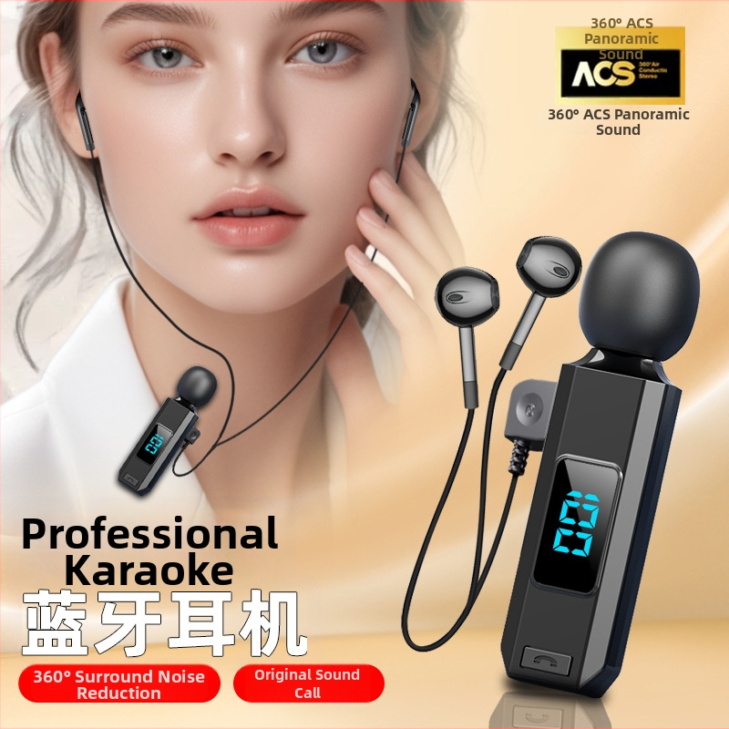 M1 Bluetooth klipsový headset s bezdrôtovým mikrofónom pre Android, do auta, mono/stereo, Bluetooth 5.5, dosah 10 m, 8 h výdrž batérie, digitálny displej