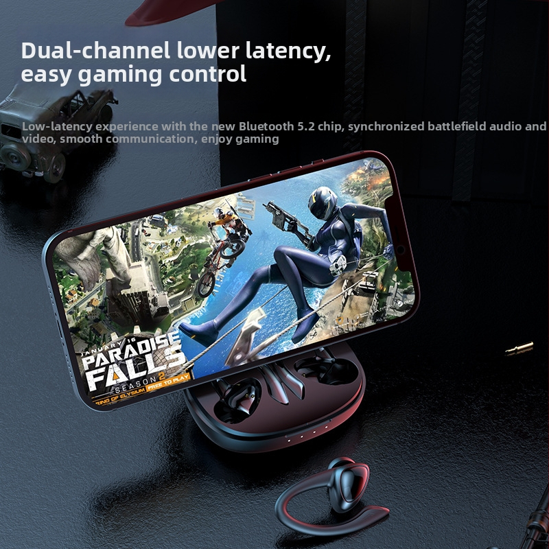 Căști Bluetooth sport cu agățare pentru urechi, anulare zgomot, Bluetooth 5.2, range de 5 m, baterie >8 h, cip Qualcomm