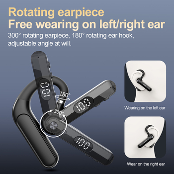 Bežično Bluetooth slušalica za jedno uho, kuka za uho, ENC potlačivanje buke, Bluetooth 5.2, domet 10 m, trajanje baterije preko 8 sati