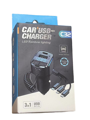 Automobilski Bluetooth MP3 player u stilu zapaljive cigarete, hands-free, model C32, 12–24V, PD Type-C USB, FM tuner, trajanje reprodukcije 2222