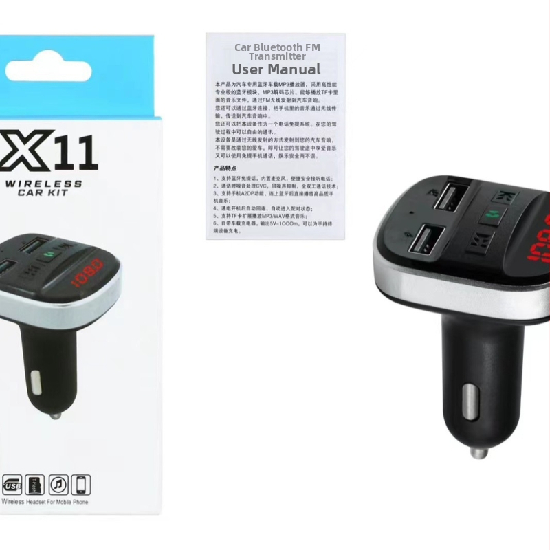 X11 Bluetooth FM transmiter do auta s USB MP3 prehrávačom, 12-24V napájanie, model X11