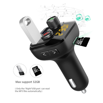 BT201D Autó MP3 prehrávač Bluetooth prijímač s FM vysielačom, napájanie 12–24V, 1,2 palcová monochromatická obrazovka, USB zvuk