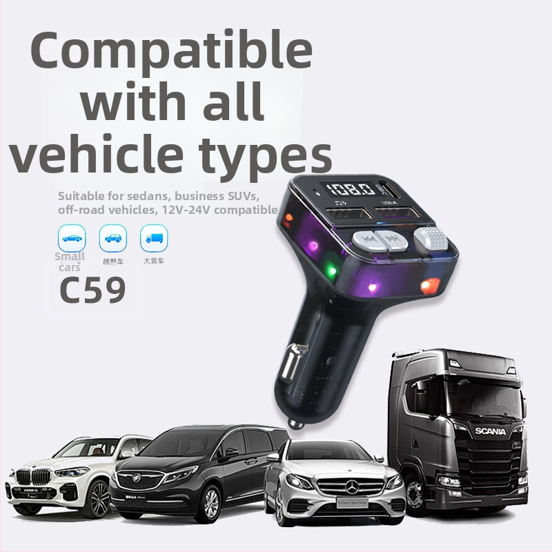 C59 Bluetooth MP3 prehrávač do auta s diaľkovým ovládaním a hands-free volania, FM vysielač, 12–24 V, monochromatický displej