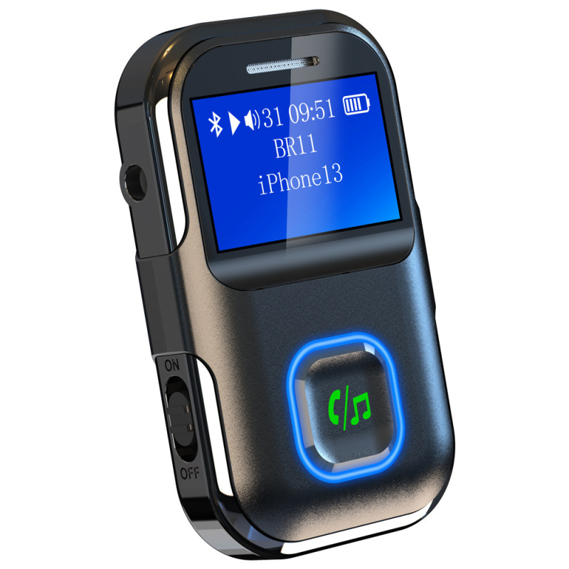 BR11 Bluetooth automobilio hands-free imtuvas su AUX įėjimu, 5V maitinimas, garsiakalbio išvestis, suderinamas su visais telefonais