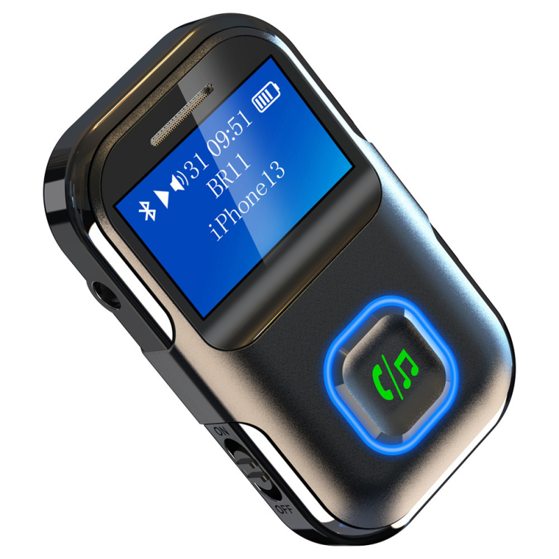 BR11 Bluetooth automobilio hands-free imtuvas su AUX įėjimu, 5V maitinimas, garsiakalbio išvestis, suderinamas su visais telefonais