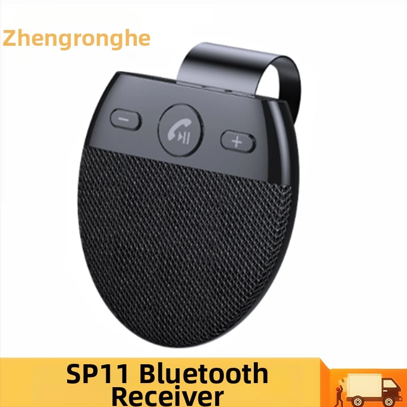 Bluetooth auto hands-free uz saules aizsargājošā viziera ar balss paziņojumiem — ievade 5V, frekvenču diapazons 2.4–2.48 GHz, 30 cm vads, skaļrunis 2W