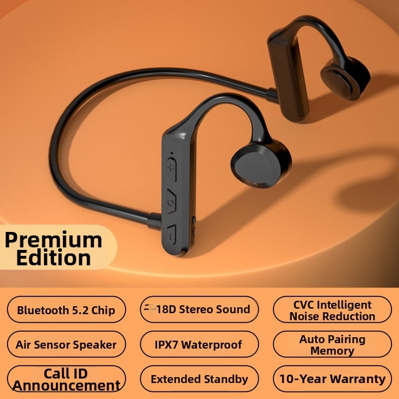 Csontvezetéses vezeték nélküli fejhallgató – nyitott fül, Bluetooth 5.0, Qualcomm chip, IPX6 vízálló, akkumulátor >8 óra