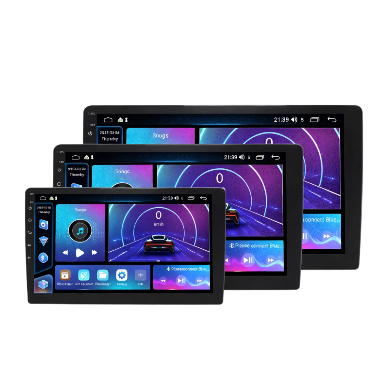 Sistem multimedia auto cu CarPlay wireless, Bluetooth, navigație HD și cameră de vedere în spate — compatibil universal, alimentare 9–14V prin brichetă