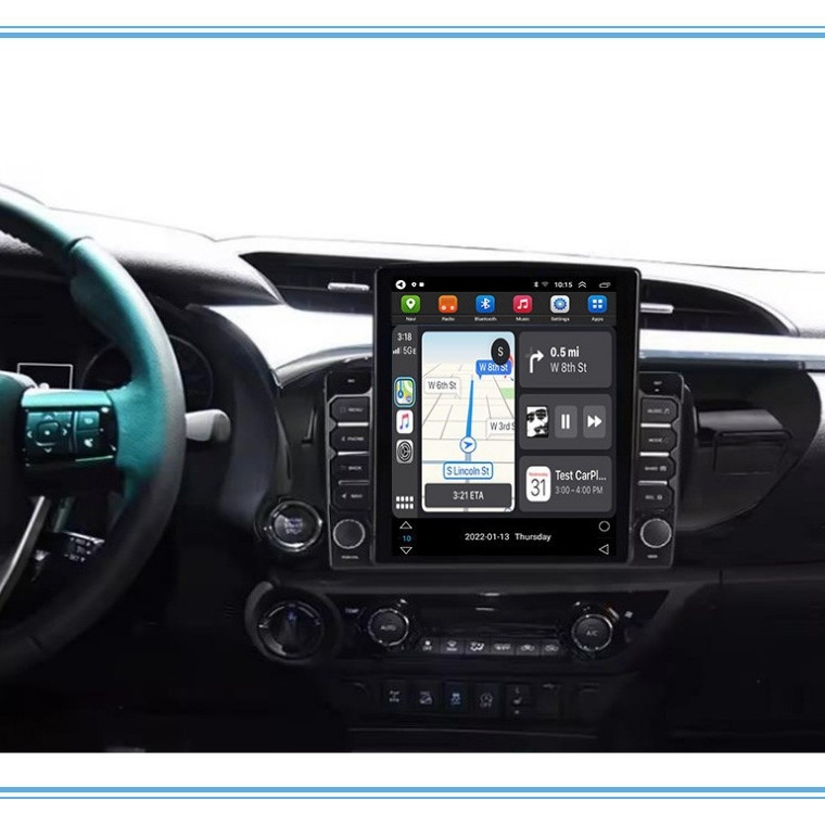 Sistem Android MP5 de navigație auto pentru Toyota Hilux 2015–2020, 12V, 4×50W, ABS plastic, OEM, garanție