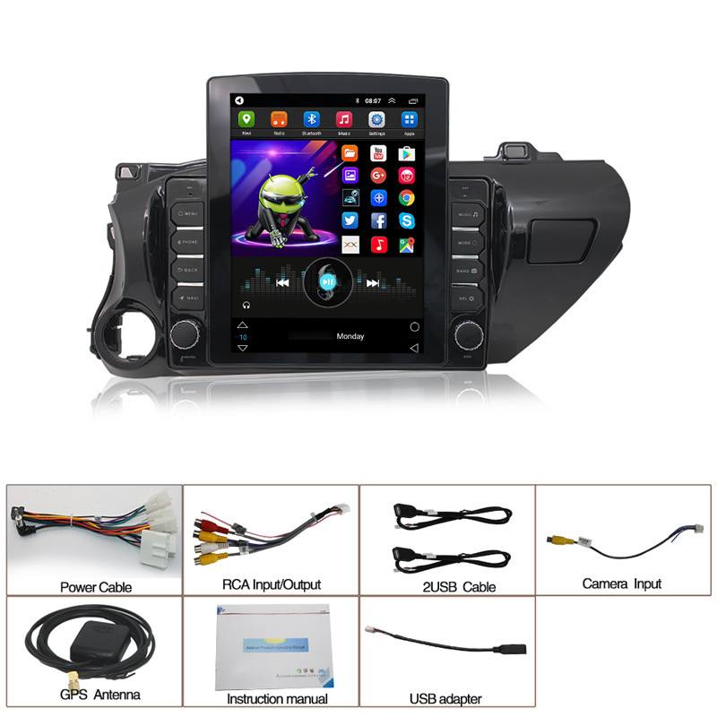Sistem Android MP5 de navigație auto pentru Toyota Hilux 2015–2020, 12V, 4×50W, ABS plastic, OEM, garanție