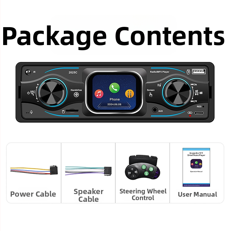 Autós MP3-lejátszó 2025c Bluetooth, veszteségmentes hangzás, monokróm kijelző, FM rádió