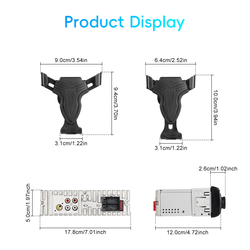 Autóban használható MP3 lejátszó Bluetooth, USB, FM, telefontartó, 12V tápegység