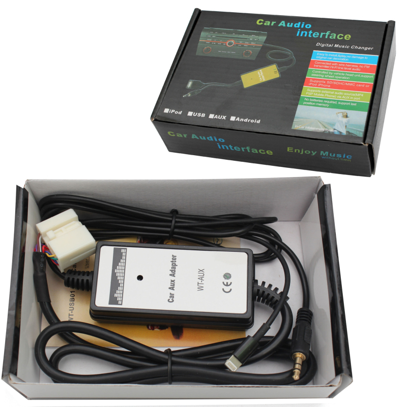 Honda autóhoz MP3 AUX kábel, modell QX191, 12-24V tápegység, 128M tárhely, független MP3 interfész