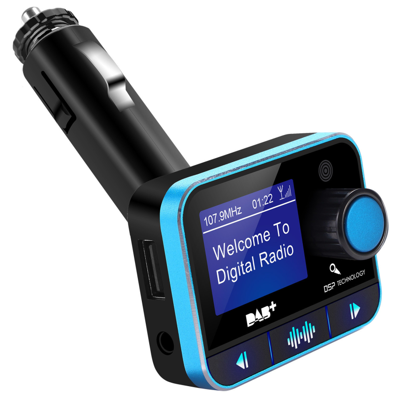 Autó DAB Digitális rádió Bluetooth MP3 lejátszóval és FM adóval, USB MP3 lejátszás, 12-24V
