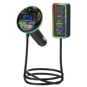Automobilski Bluetooth FM transmiter s digitalnim zaslonom, QC3.0 USB PD, 12-24V napajanje kroz upaljač
