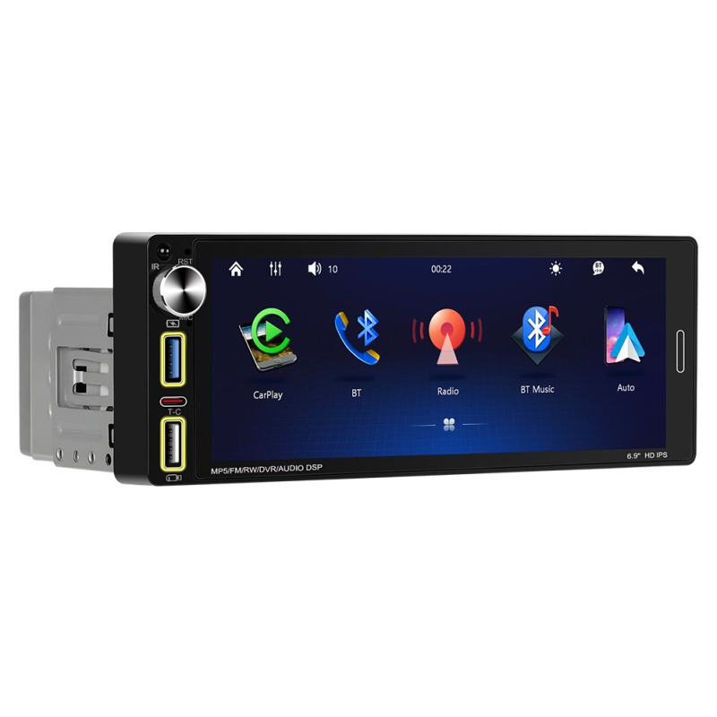 6,9-inčni MP5 automobilski player, jedne DIN veličine, USB i Type-C punjenje, Bluetooth bežični CarPlay, središnja jedinica ploče