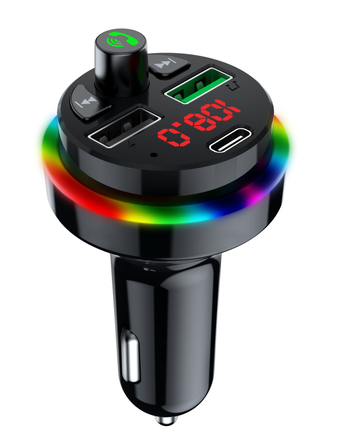 Auto Bluetooth MP3 player s ambientnim osvjetljenjem i slotom za karticu, QC3.0 brzo punjenje, Bluetooth prijemnik