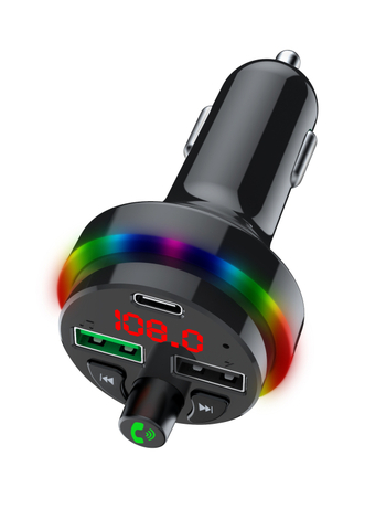 Auto Bluetooth MP3 player s ambientnim osvjetljenjem i slotom za karticu, QC3.0 brzo punjenje, Bluetooth prijemnik