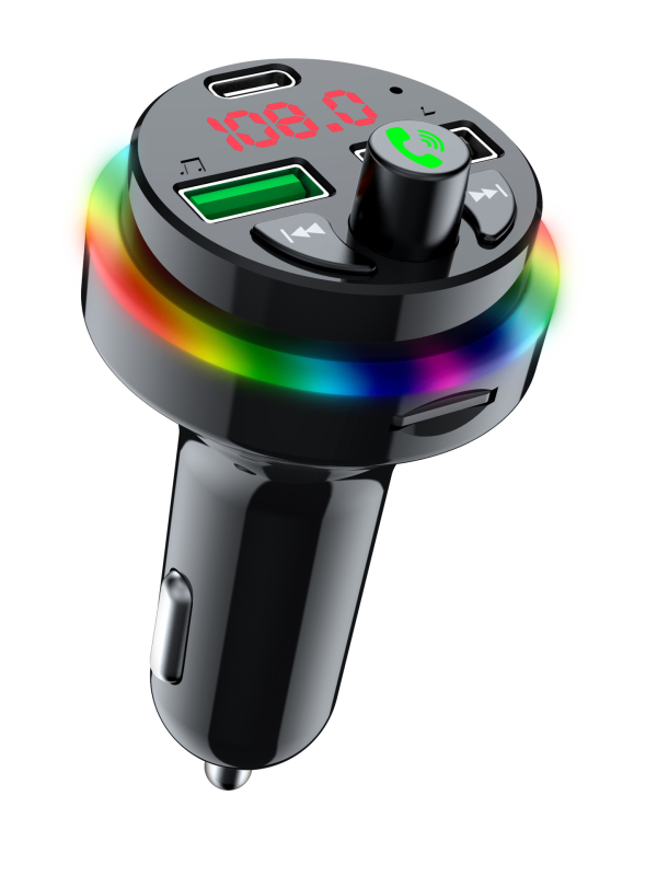 Auto Bluetooth MP3 player s ambientnim osvjetljenjem i slotom za karticu, QC3.0 brzo punjenje, Bluetooth prijemnik