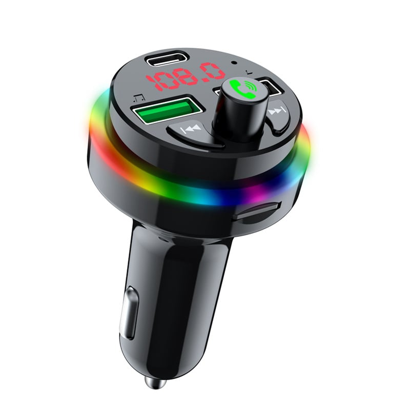 Auto Bluetooth MP3 player s ambientnim osvjetljenjem i slotom za karticu, QC3.0 brzo punjenje, Bluetooth prijemnik