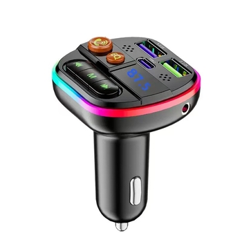 Bluetooth autós töltő környezeti fénnyel és MP3 lejátszóval, 12–24V bemenet, Q35/Q36 modellek