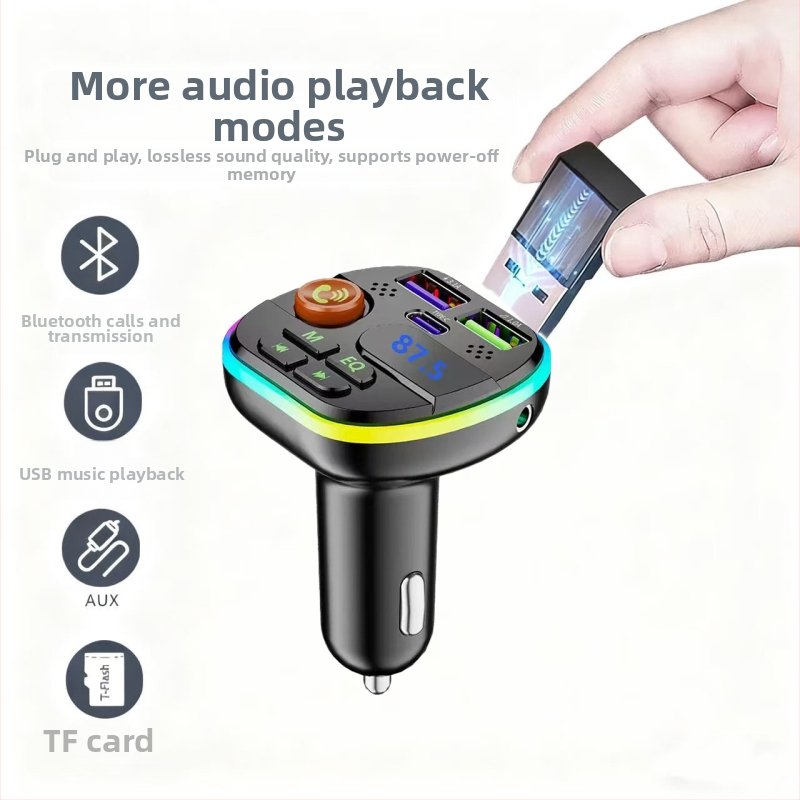 Bluetooth nabíjačka do auta s ambientným svetlom a MP3 prehrávačom, 12–24V vstup, modely Q35/Q36