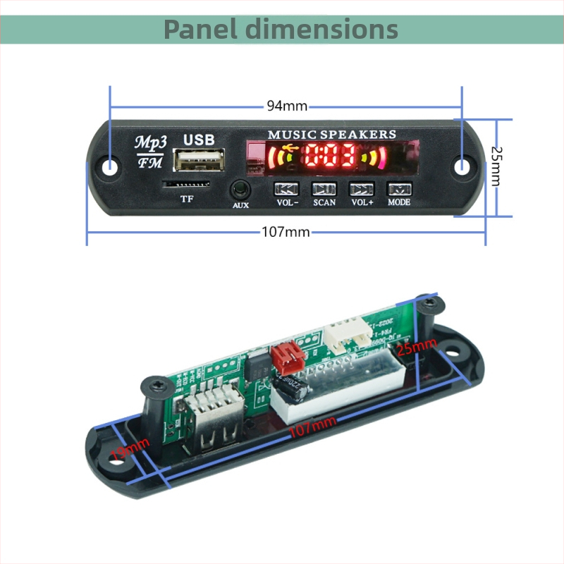 Automobilový MP3 modul – MP3 dekódovacia doska s USB a FM rádiom, Hai Lan Xing 27A, audio príslušenstvo