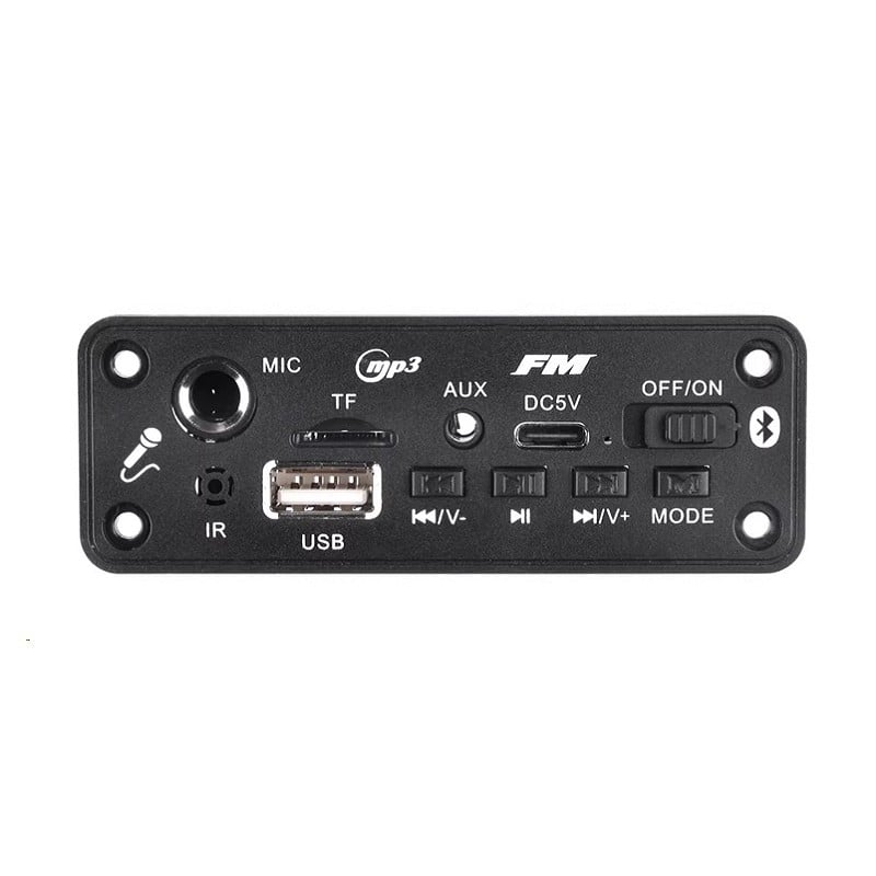 JQ Bluetooth MP3 dekóder panel, autóhanglezáshoz, 2x3W/5W, MIC bemenet, 3,7–5V