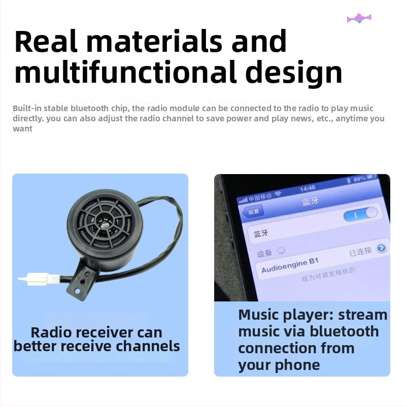 Motocyklový Bluetooth zvukový systém s MP3, FM rádiom, proti krádeži a diaľkovým ovládaním