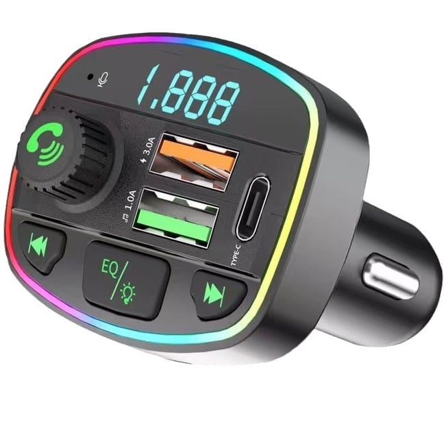 Q16 autós töltő Bluetooth MP3 lejátszóval és FM adóval – 12-24V, USB interfész, monokróm kijelző