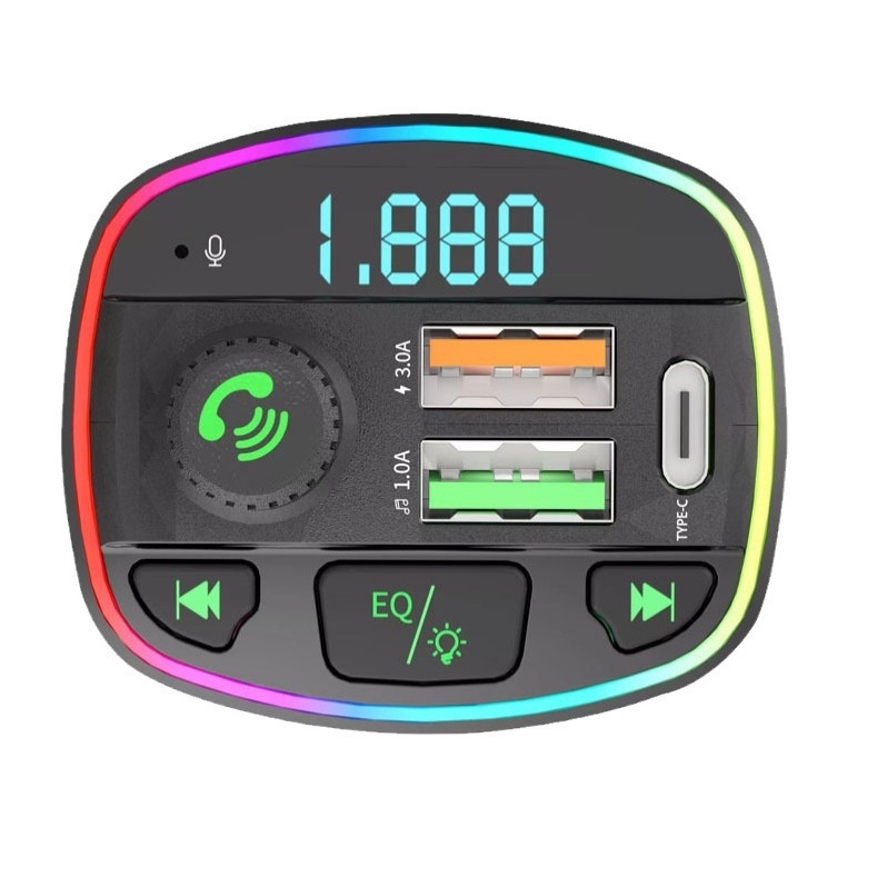 Q16 autós töltő Bluetooth MP3 lejátszóval és FM adóval – 12-24V, USB interfész, monokróm kijelző