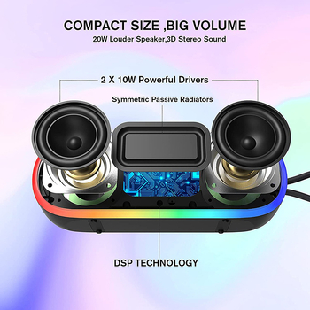 Bluetooth zvučnik IPX7 vodootporan, BT 5.0, izlaz 10–20W, 8 sati reproducije, podrška TF kartici do 32GB