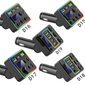 Autóba Bluetooth MP3 lejátszó, FM-transzmitter, 12-24V tápegység, Bluetooth interfész, Monokróm kijelző, Modellek D15–D19