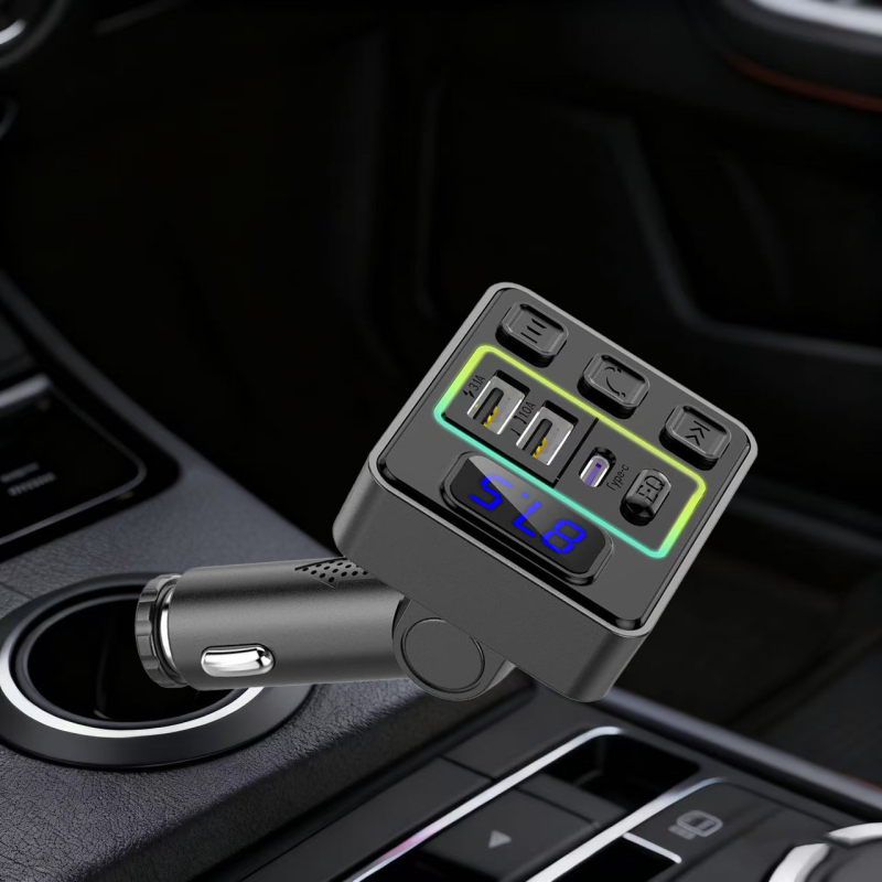 Autóba Bluetooth MP3 lejátszó, FM-transzmitter, 12-24V tápegység, Bluetooth interfész, Monokróm kijelző, Modellek D15–D19