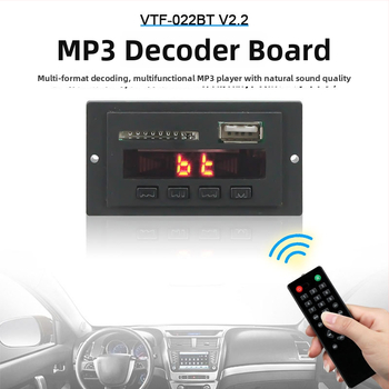 Bluetooth MP3 dekódovacia doska pre auto – bezstratový zvuk, pamäť pri vypnutí, model VTF-022BT V2.2, JL čip, 5V/12V, SNR 70 dB