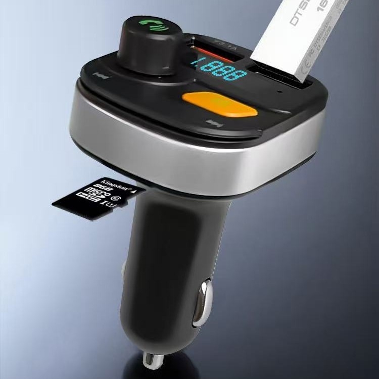 Autós MP3 lejátszó és Bluetooth vevő FM rádióval, Modell F03, 12–24V-os gyújtózsinóros tápellátás, memória nélküli