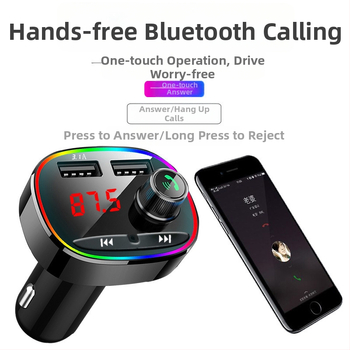 Autós MP3-lejátszó 3.1A intelligens gyorstöltés, Bluetooth FM adó, USB lejátszás, 12–24V tápegység