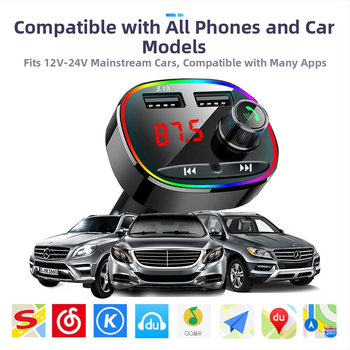 Autós MP3-lejátszó 3.1A intelligens gyorstöltés, Bluetooth FM adó, USB lejátszás, 12–24V tápegység