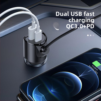 Autó Bluetooth FM átjátszó adó QC3.0 és PD gyors töltéssel, modell T78, bemenet 12–24 V, USB interfész, FM továbbítás, 1,3 hüvelykes monokróm kijelző